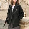 Женская куртка из искусственной кожи PU свободные мотоциклетные куртки женские повседневные уличные свободные пальто корейский шик новые куртки на молнии