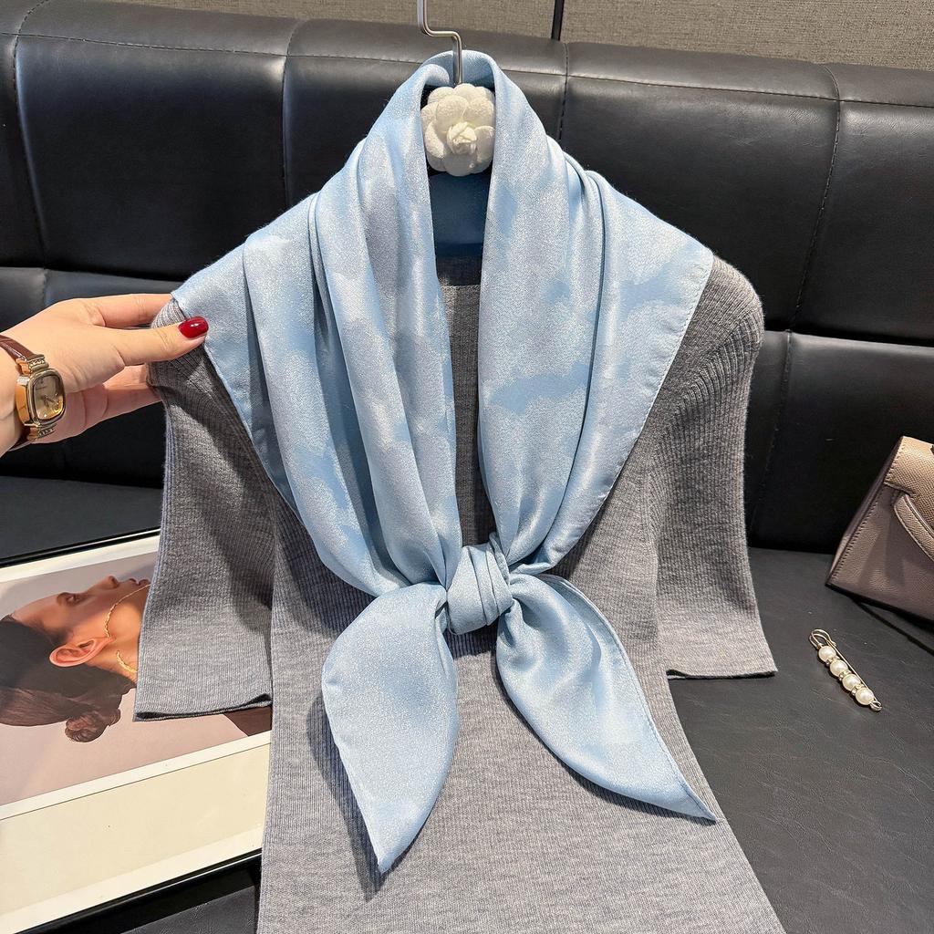 Elegant Cotton And Linen 90 Square Scarves For Women, Middle East, Central Asia Head Scarves, Versatile Finale Silk Scarves, Fashionable And Versatile