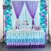 Table Skirt for Rectangle And Round Table Multi-layer Ruffle Reusable Gradient Rainbow Color Beach Parties Ceremony Birthday Party Decoration Table