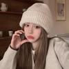 Осенне-зимняя шапка-пиле, шерстяная вязаная шапка, свободная, большой окружности головы, подчеркивающая маленькое лицо, универсальная, повседневная, теплая шапка