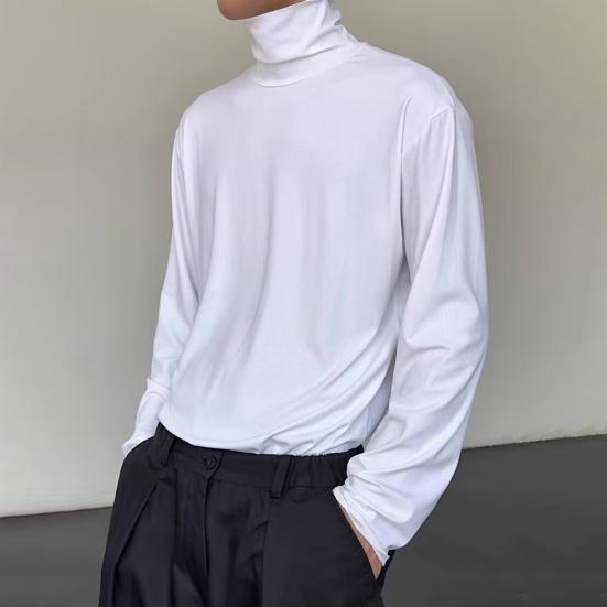 Men's Turtleneck Shirts Long Sleeve Pullover Tee Male Casual Slim Fit Undershirt Base Layer Top for Daily Sports Street