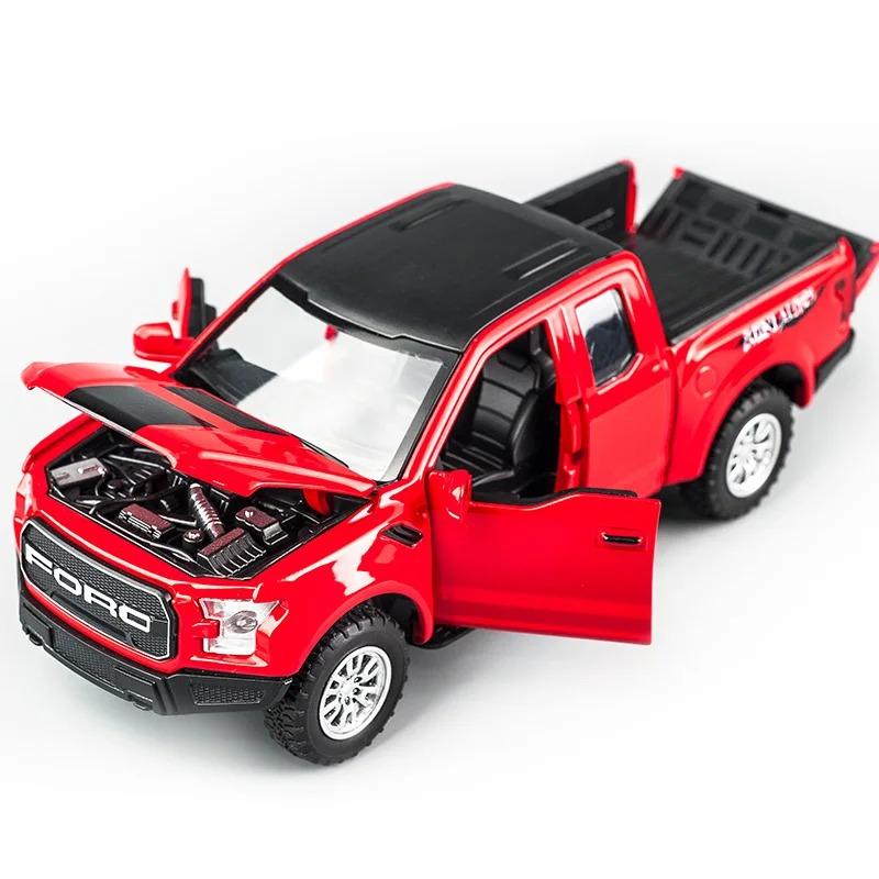 1/32 Ford Raptor F150 Big Wheel литой литой автомобиль модель со звуком и светом инерционный автомобиль игрушки для детей рождественские подарки
