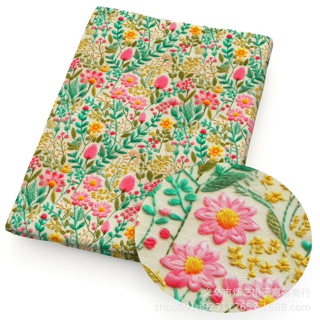 Сделай сам Синтетическая кожа Ткань Цветы Цветочный принт Имитация вышивки Искусственная кожа Обувь Имитация вышивки