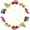 10Pcs Cartoon Car Transport Cupcake Topper Food Picks Kids Birthday Party Favors