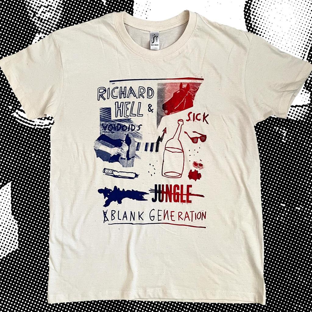 Футболка Richard Hell and the Voidoids красная и синяя на кремовом