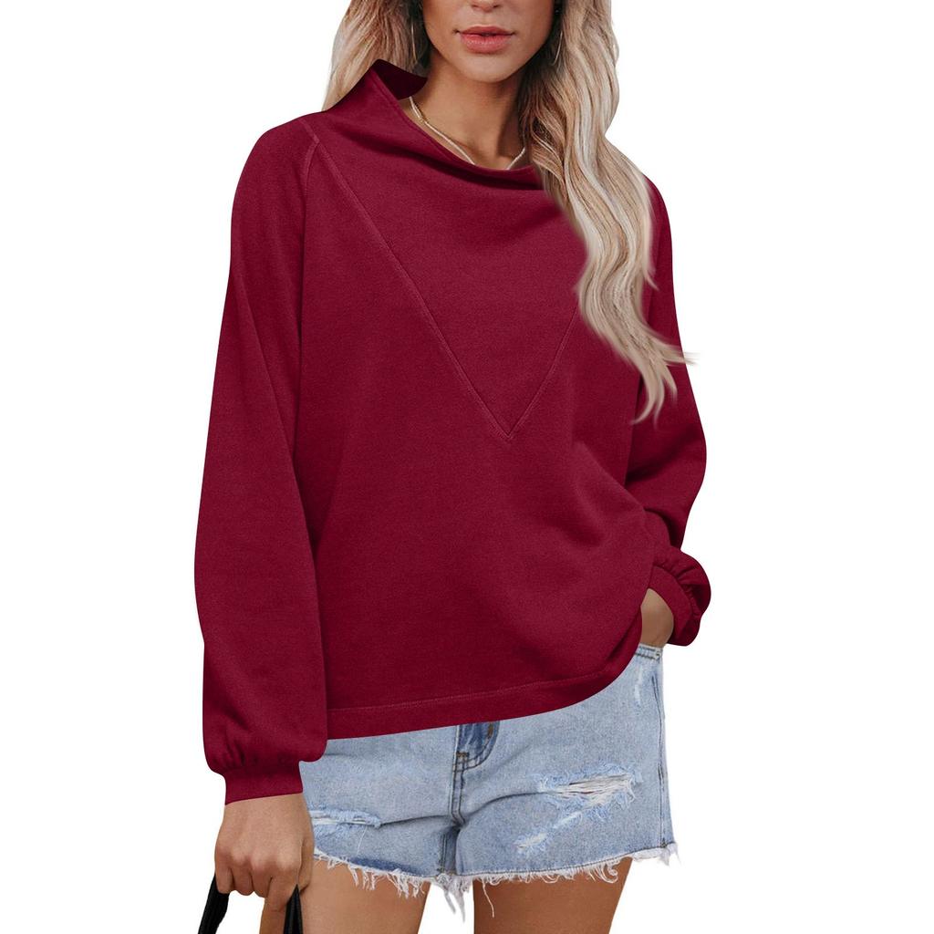 Женский модный пуловер с длинными рукавами и однотонный свитшот