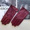 New Sheepskin Gloves Men's Genuine Leather Thin Touch Screen Unlined Corrugated Solid Color Riding Driving
