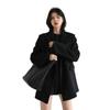 Autumn Winter Office Lady Tops Women Wool Blend Coat Solid Mid Long Woolen Blazer Thick Warm Blouse Women's Overcoat