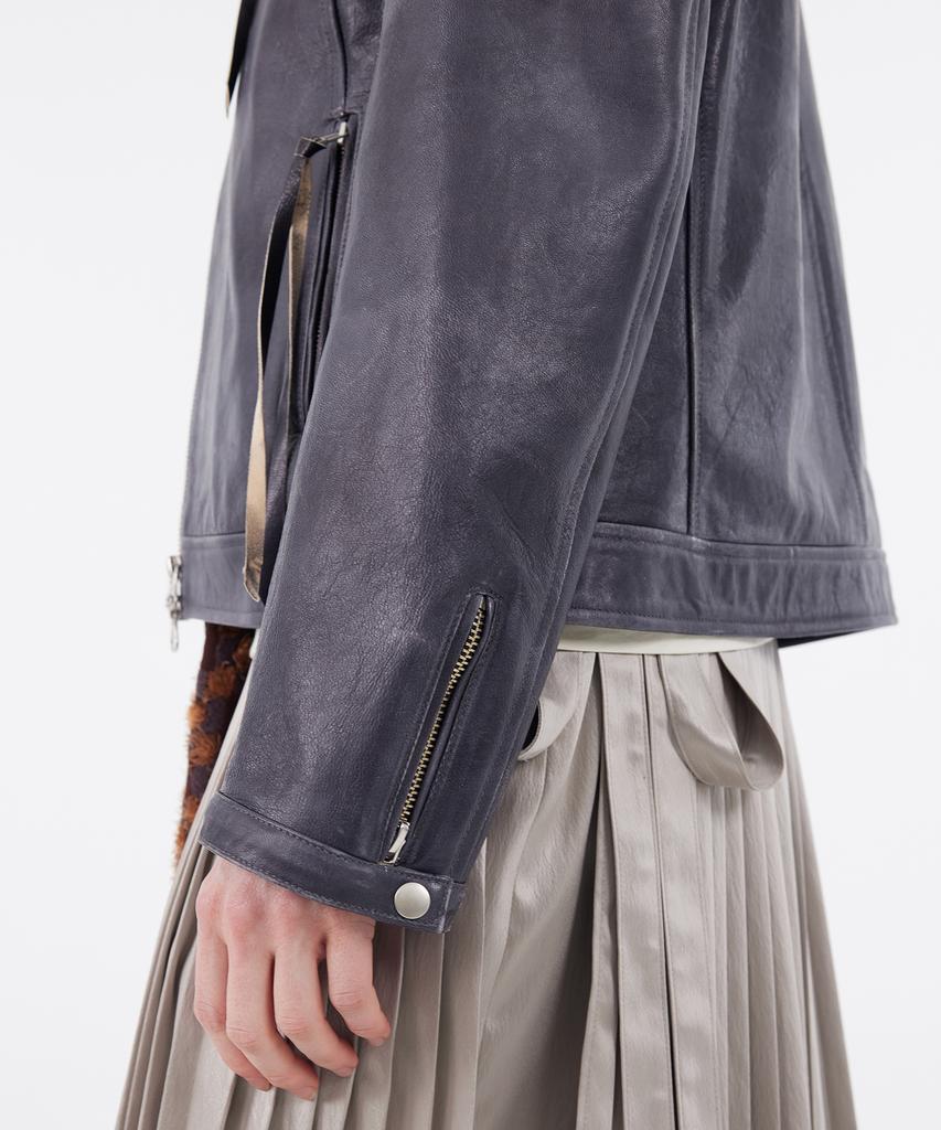 Youth Two-Tone Leather Jacket - Charcoal Gray