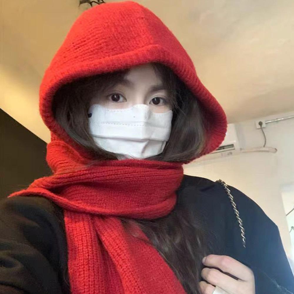 One-Piece Winter Balaclava Thickened Neck Collar Korean Style Scarf Cap Outdoor Sports