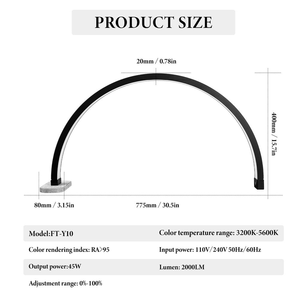 FOSOTO Overseas Warehouse Golden Half Table Moon Video Ring Lash Light UV Nail Lamp for Beauty Nails Photography Photo Lash Bed