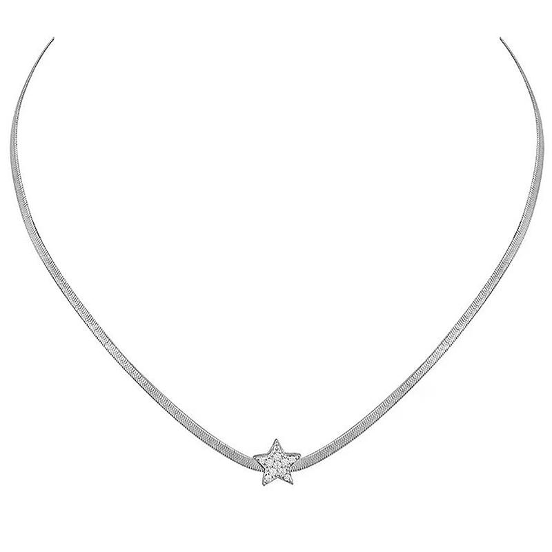Вспышка бриллиантовая пентаграмма ключичная цепочка легкая роскошная ожерелье для женщин ювелирные изделия