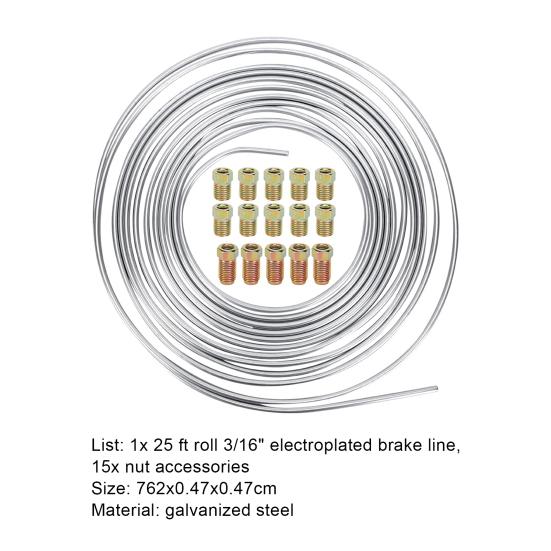 Brake Line Tubing Flexible High Bursting Strength Universal 25 Ft 3/16 Brake Line Tubing Kit for Car