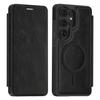 Деловой кожаный флип-кейс для Samsung Galaxy S25 S26 Ultra S25 Edge A56 A36, магнитный Magsafe, встроенный слот для карт, задняя крышка из ПУ