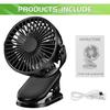 ABS Clip On Fan Portable USB Rechargeable Fan Mini Desk Fan  Baby Stroller