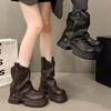 Winter Platform Thick Heel Women Short Boots Fashion Belt Buckle Shoes Street Style Banquet Motorcycle Botas Mujer