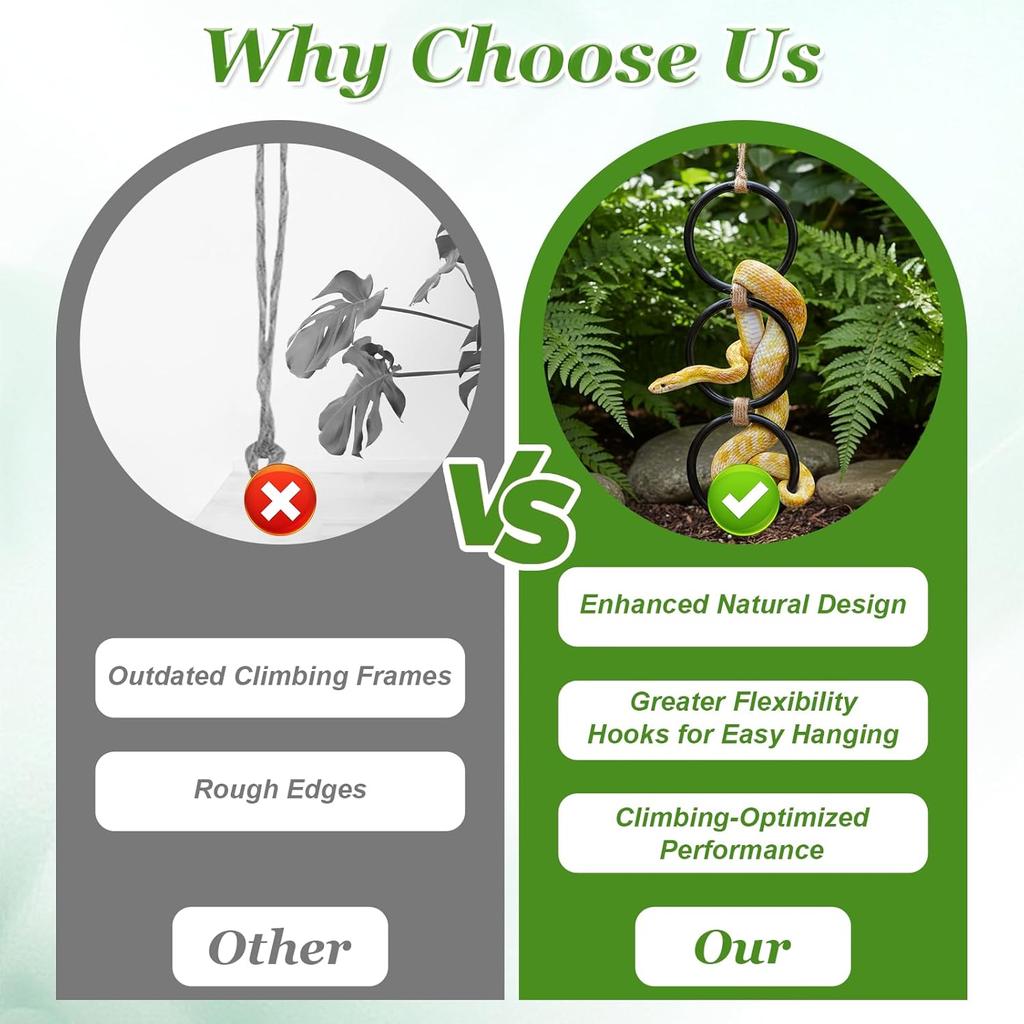 Snake Climbing Rings, Ball Python Tank Accessories, Reptile Enrichment Toys, Corn Snake Playground Climbing Toy for Bearded