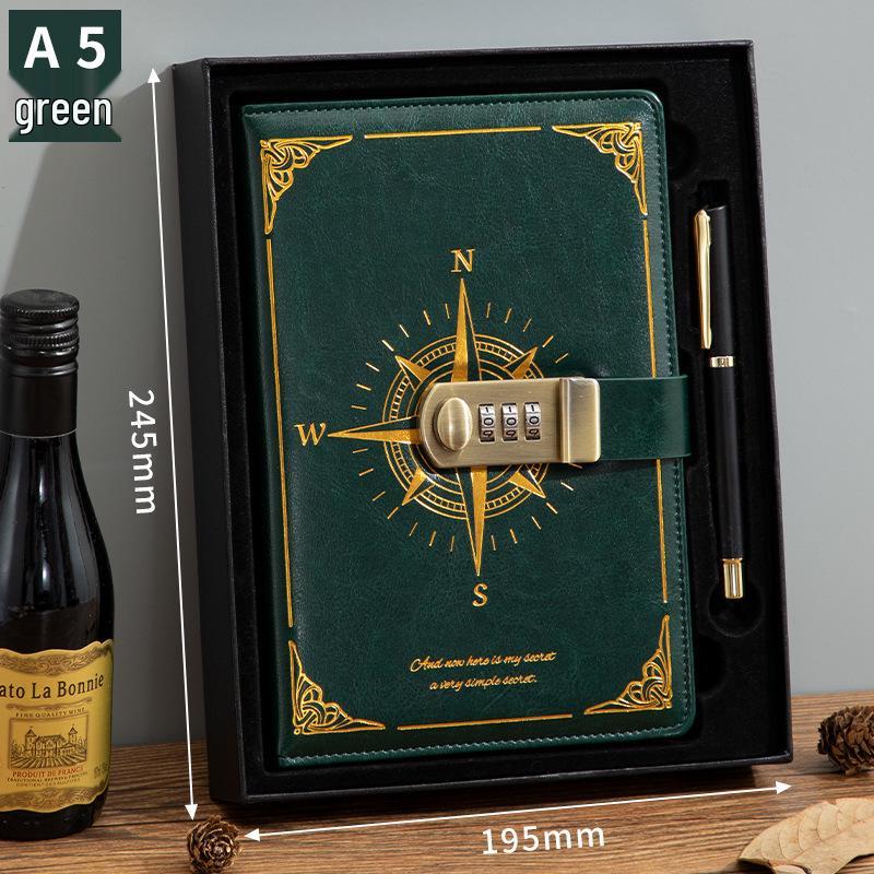 Ретро блокнот на пароле с замком 2025 - Простой и литературный дизайн для мужчин и женщин