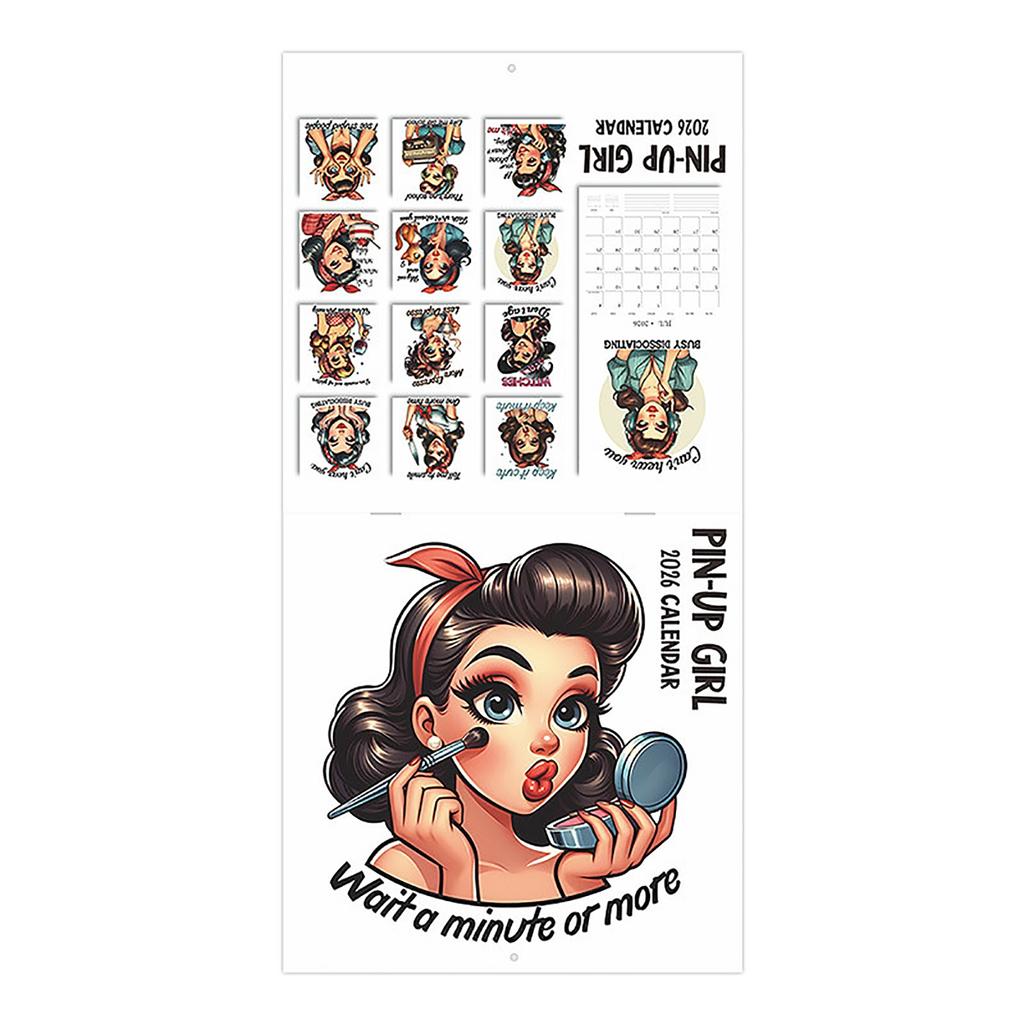 Vintage Pin Up Girl Wall Calendar – Retro American Style Monthly Hanging Art Calendar For Home Decoration