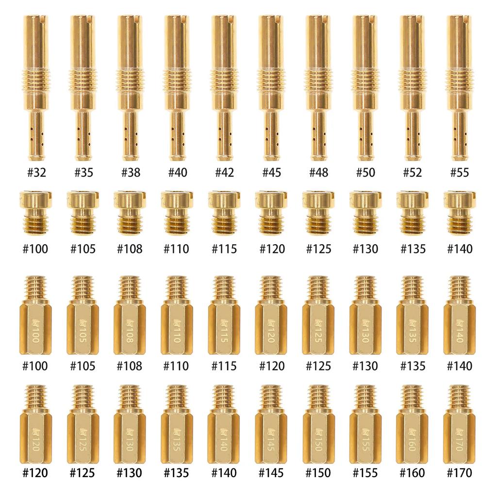 40PCS Carburetor Main & Pilot Jet Kit for Keihin PWK CVK PE OKO KOSO, Tuning Jets #100-140 #32-55/#155-178