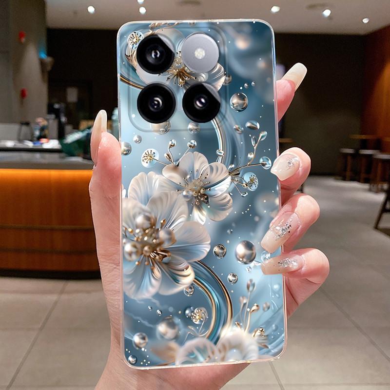 Для Xiaomi 14T / Xiaomi 14T Pro Чехол Прозрачный Роскошный Модный Бабочка Цветок Мягкий ТПУ Силиконовый Чехол-Крышка Прозрачный Чехол для Телефона
