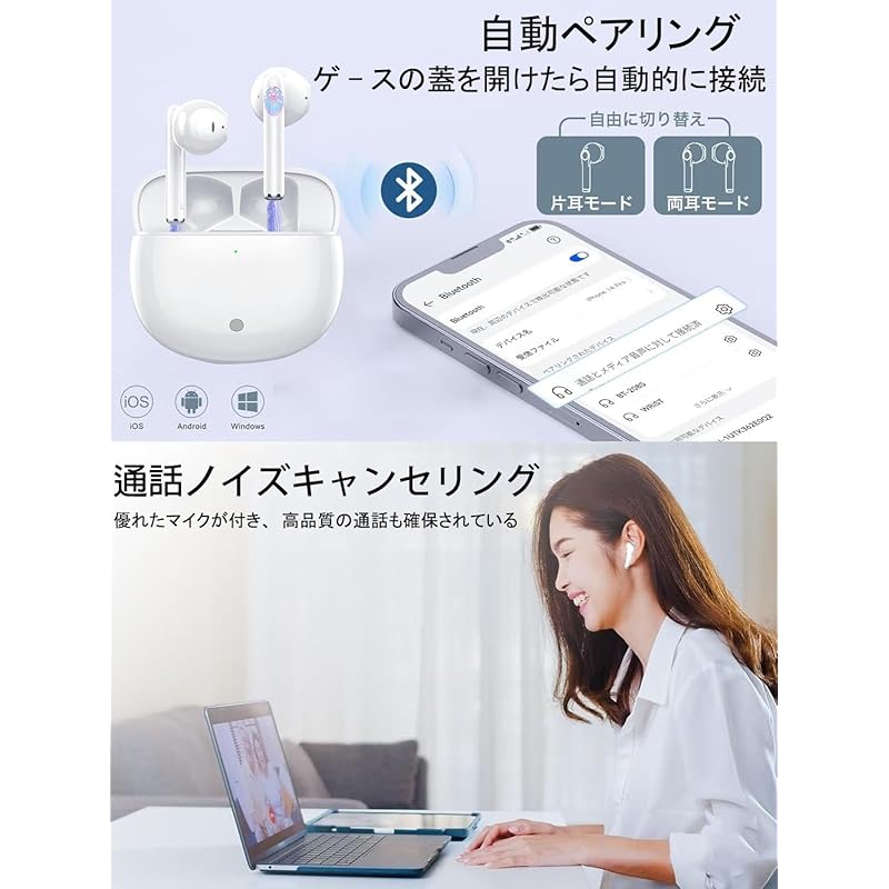 Беспроводные наушники, обновленная версия 2025 года, технология Bluetooth5.3, полный комплект, супер мощное шумоподавление/водонепроницаемость IPX7, до 36 часов