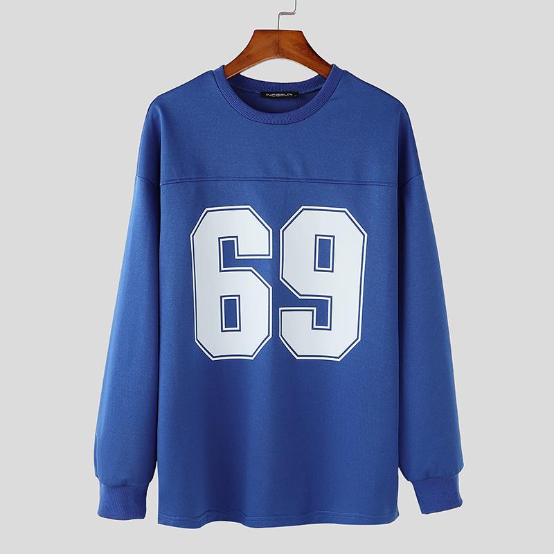 INCERUN Men O Neck Long Sleeve Print Casual Oversized Pullovers Sweatshirts