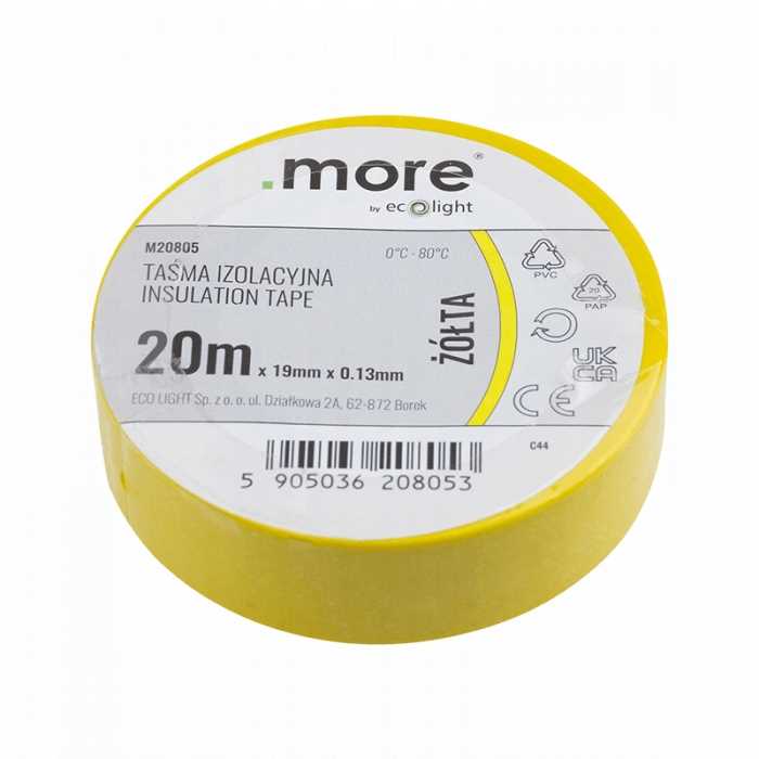 Taśma Izolacyjna 19Mm X 0,13 Mm X 20M Żółta