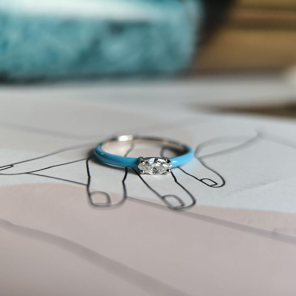 Silver Ring with Cubic Zirconia, Enamel, Product Weight 1.16 G (60002234)