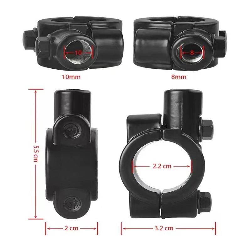 Держатель для крепления зеркала заднего вида на руль мотоцикла, адаптер, зажимное основание 8 мм 10 мм 7/8 дюйма, черный алюминиевый универсальный инструмент для мотоцикла