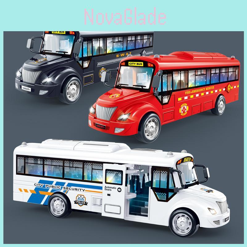 Plastic Fire Rescue Bus Model With Lights And Sound For Toddler Development