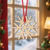 Christmas Snowflake Wood Chip Decoration 2D Wooden Pendant