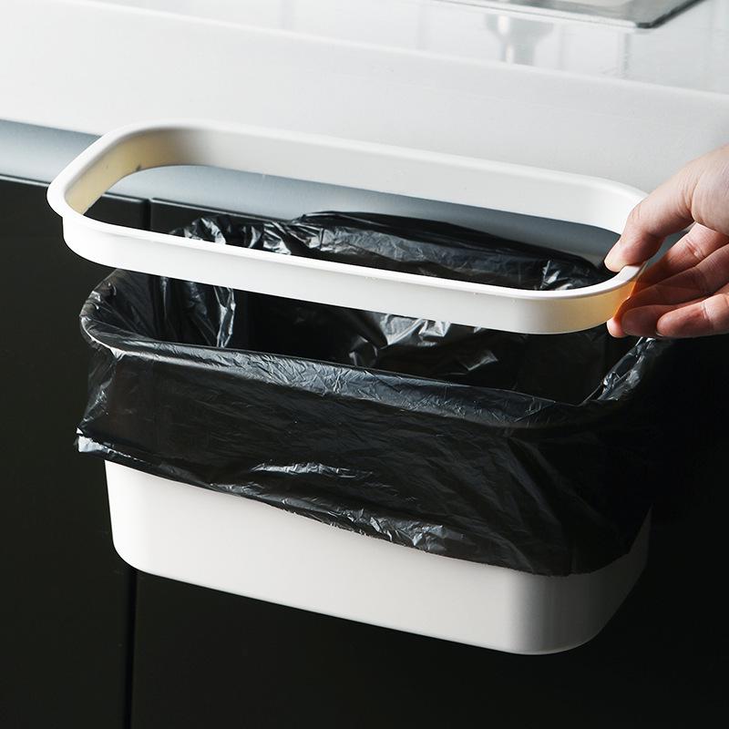 Wall-Mounted Cabinet Door Trash Can: Punch-Free Hanging Wastebasket for Kitchen or Dorm