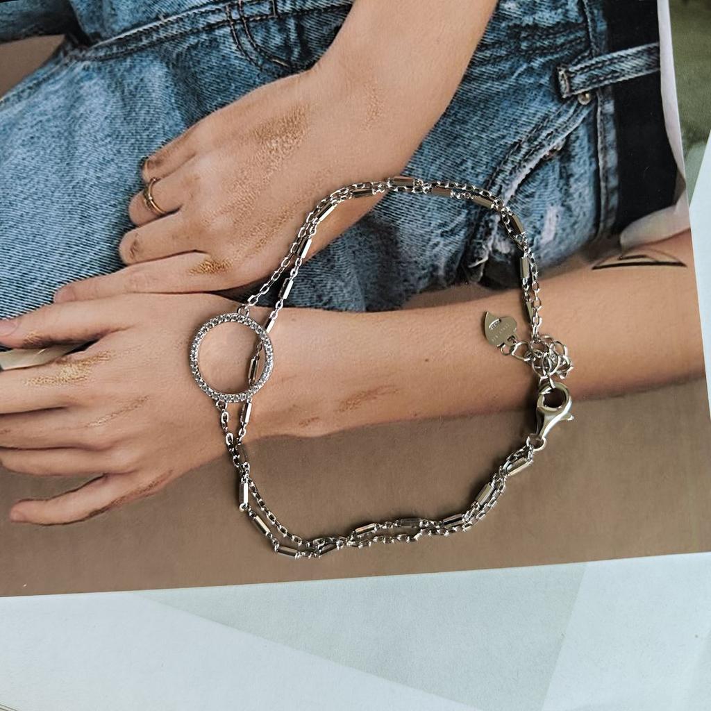 Серебряный браслет с фианитами, вес изделия 2,7 гр (2190691)