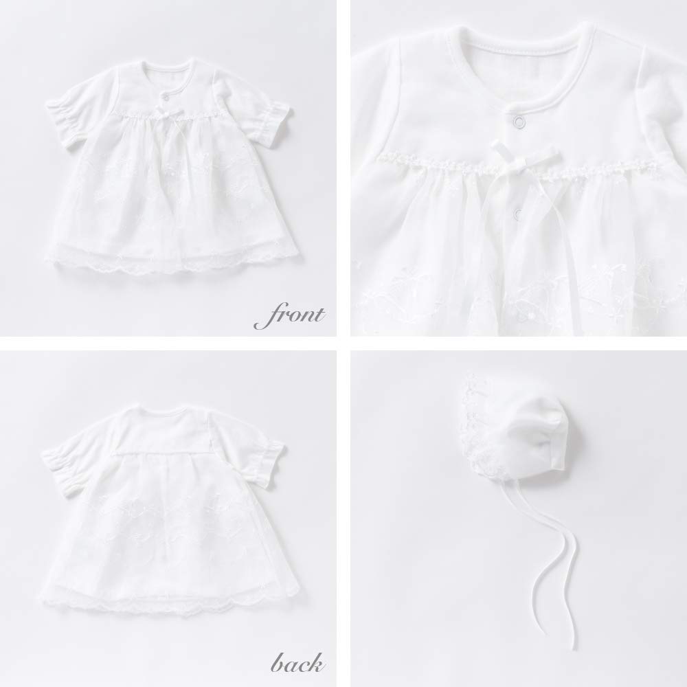 [Крем де Коко] Узор «колокольчик», низкий вес при рождении, мини-размер, церемония, легко надевать, шляпа, младенец, можно использовать сразу после рождения, сделано в Японии