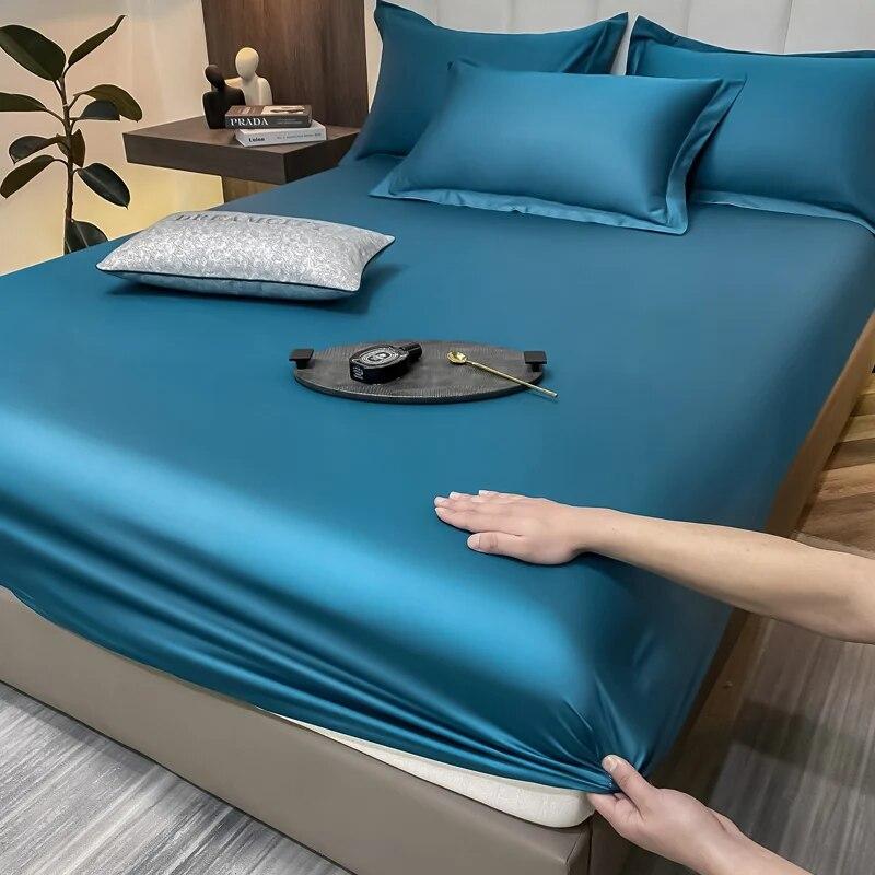 Cotton Fitted Sheet With Elastic Band Luxury Soft Mattress Covers Durable Skin-friendly Bedsheet Easy Care Bed Cover