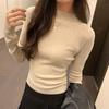 Half Turtleneck T-shirt Base Shirt for Women New Solid Color Inner Wear Autumn and Winter Fashionable Long-sleeved Knitted Top