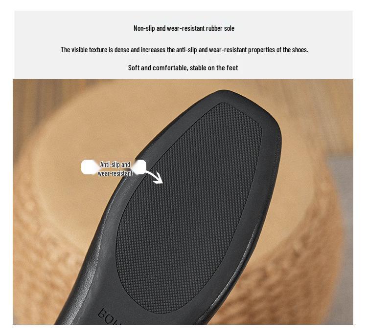 Женские туфли-балетки из натуральной кожи - Французский низкий вырез, Квадратный носок, Мягкая подошва, Большие размеры 41-43, Новинка 2025 Вечерний бриз