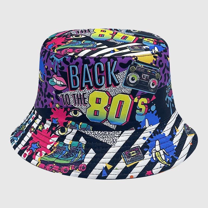 Tie Dye Fisherman Hat Uv Protection Assorted Colors Print Butterfly Cat Cap Leaf