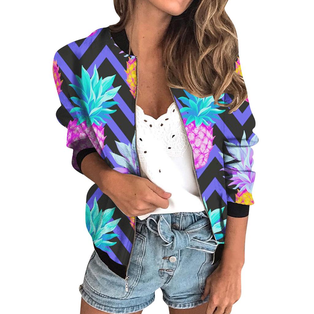 20256 autumn women's jacket zipper short 3D printing painted pattern women's fashion single item one generation