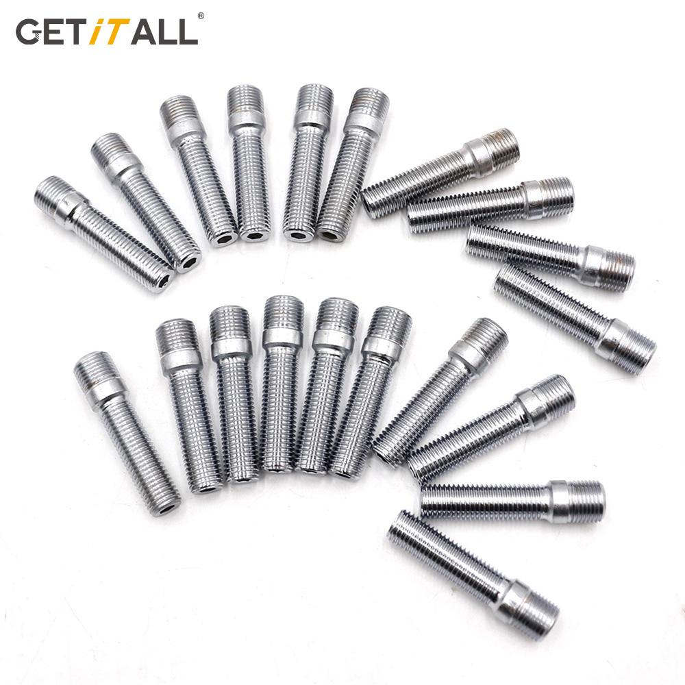 GETITALL M12x1.25,M12x1.5,M14x1.25,M14x1.5 20PCS Extended Wheel Studs Conversion Tall Lug Bolts Screw Adapter Kit length 50/58mm