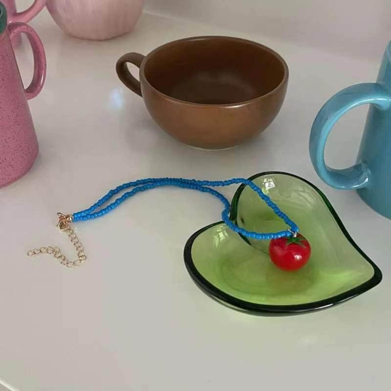 Красочное колье-подвеска из смолы в виде помидора, богемный стиль, чокер из бусин, уникальный подарок, регулируемая длина, цепочка-колье с помидором