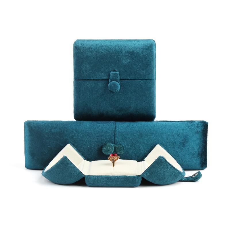 Velvet snap jewelry box, double ring earring, stud pendant box, jewelry storage box