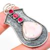 Pink Opal, Garnet Handmade 925 Sterling Silver Gift Pendant 2.60" T3G57