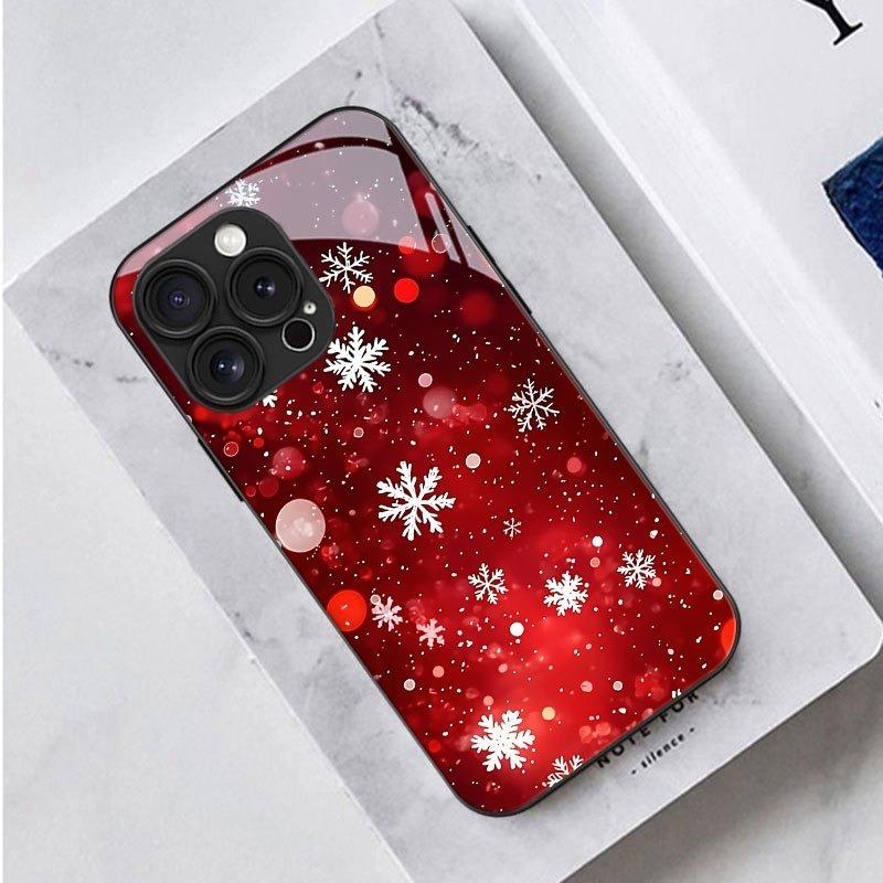 Красный чехол для телефона из закаленного стекла с узором из снежинок для Samsung Galaxy S23 S24 S25 S26 Ultra Plus FE Ударопрочный чехол
