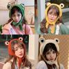 Frog Knitted Wool Hat for Women In Autumn and Winter Versatile Cute Korean Style Headdress Winter Headgear Cuckold Trendy Ear Cup