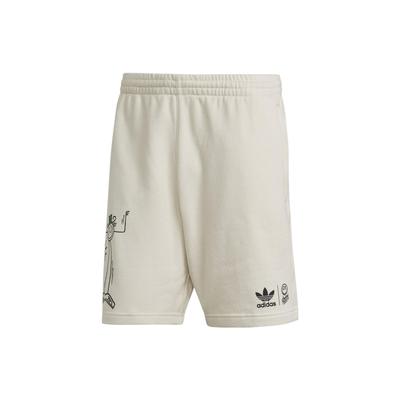 Originals Cartoon Graffiti Logo Print Straight Casual Shorts Men Bottoms Beige HL9237