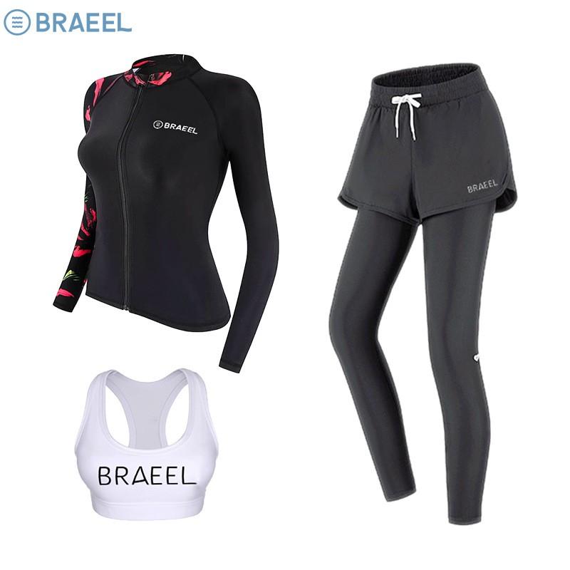 Womens UV Protection Rash Guard Set Long Sleeve Top Pants Snorkeling Swimming Surfing Diving