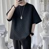 Мужская футболка с круглым вырезом, коротким рукавом, 3D-вафлей, летняя, однотонная, простая, стритвеар