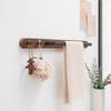 Walnut Bathroom Towel Bar With Hook Wall-mounted Toilet Coat Hook Wood Towel Rack Black Bath Towel Rack Bathroom Accessories